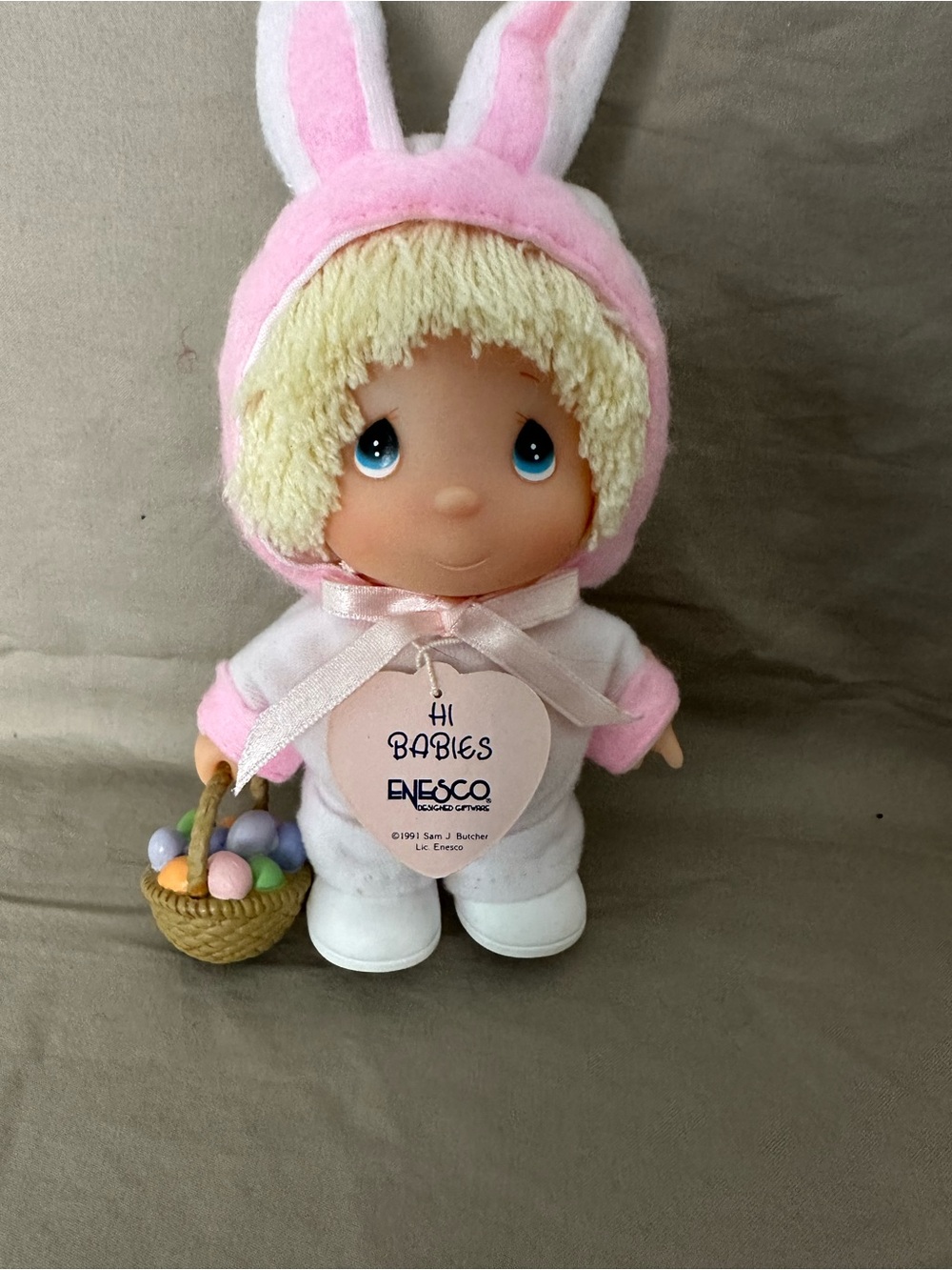 Enesco Hi Babies Bunny Doll in Pink and White